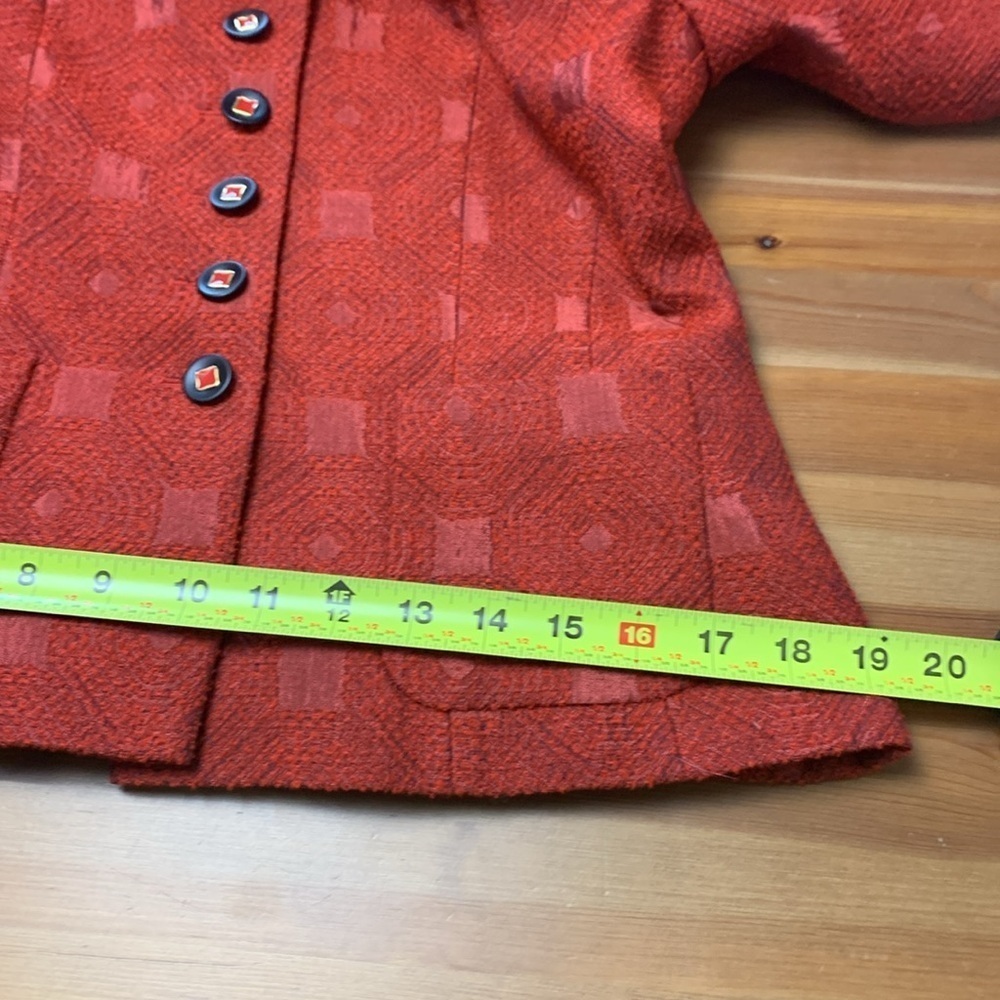 Louis Feraud Vintage Wool Blend, Lined, Rusty Red Blazer and Skirt Set - Picture 13 of 17